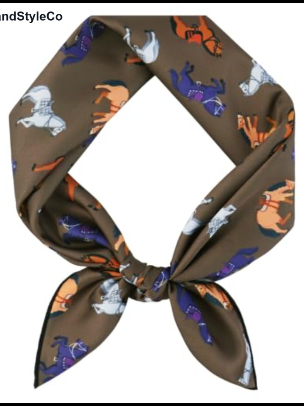 Silk Feel Hair Scarf Animal Print Horse Neckerchief Bag Purse Accessory